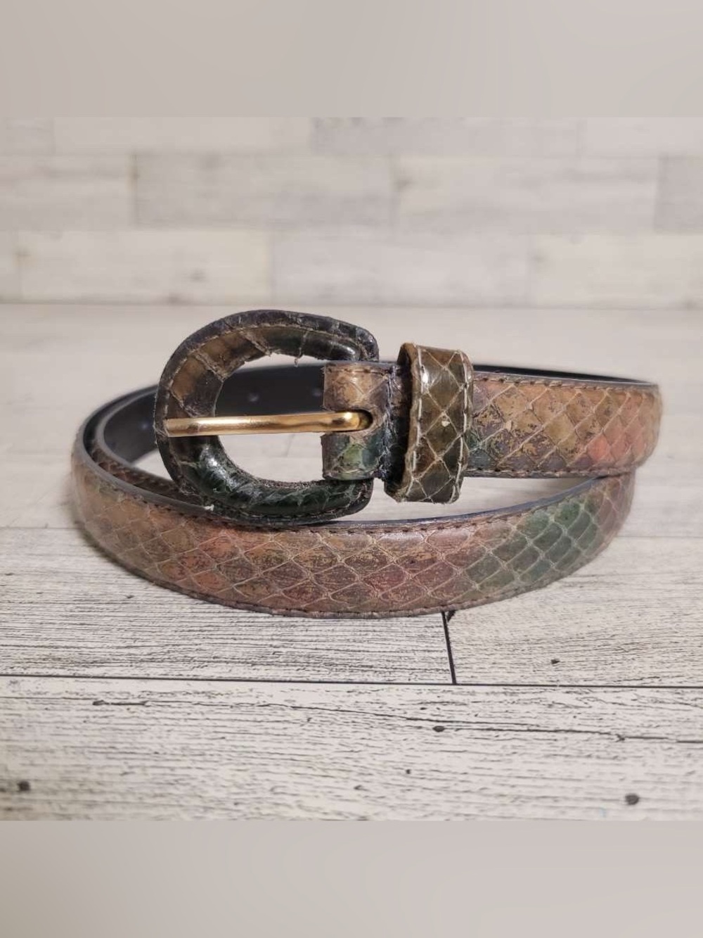 Women’s DAME Rainbow Python Snakeskin Leather Exotic Accent Belt Size M
